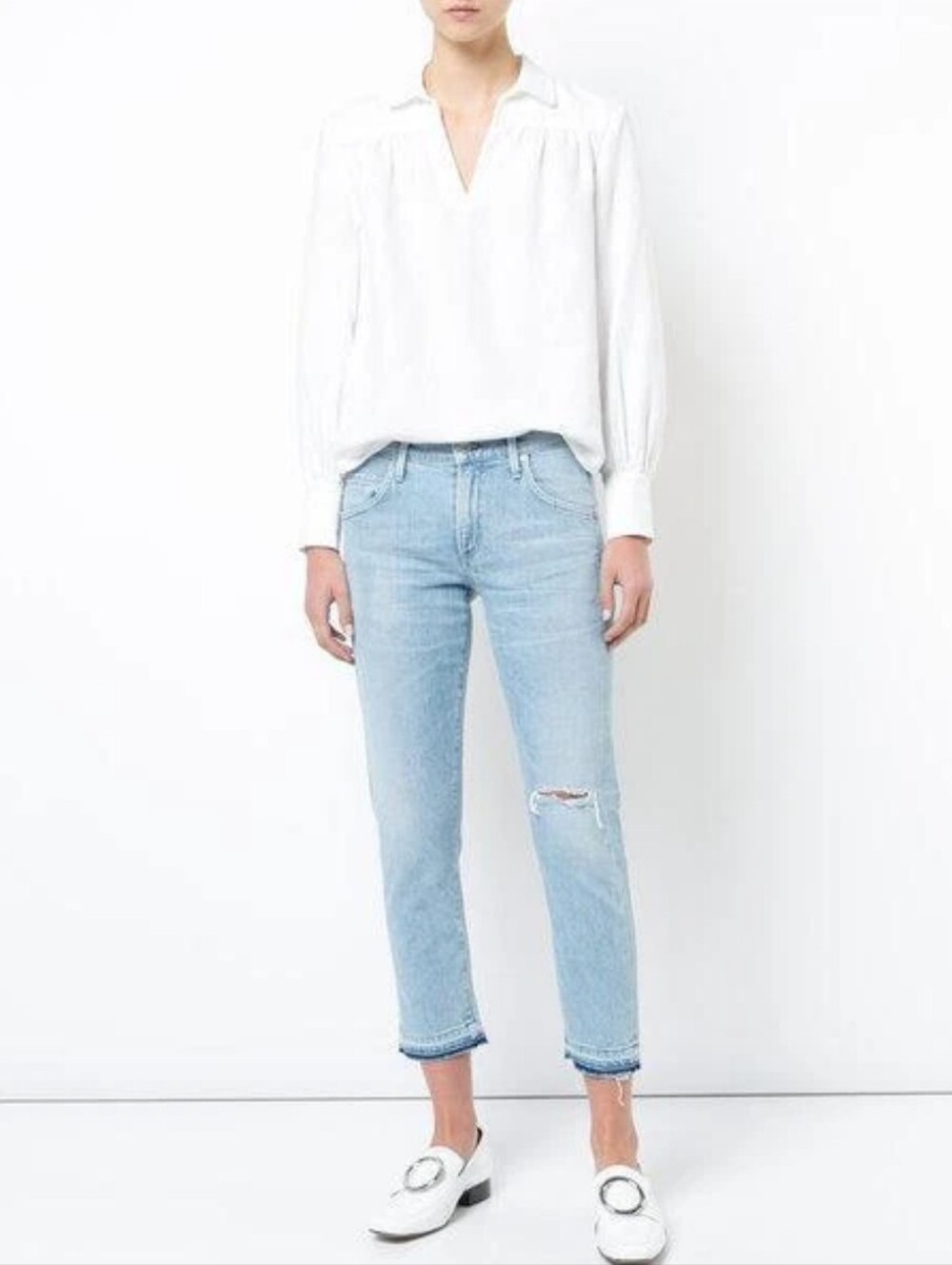 HP🥳 Citizens of Humanity Emerson Crop Slim Boyfriend Raw Hem Ripped Jeans 28